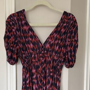 Anthropologie Vibrant Patterned Dress with V-Neck